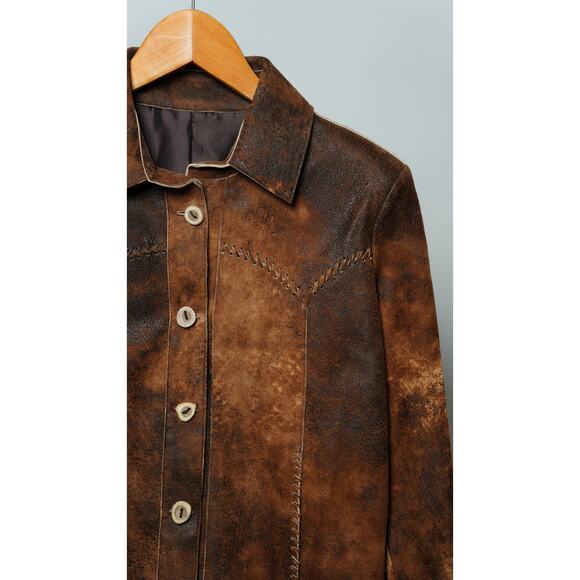 Juan Antonio Lauren Suede Leather Jacket Size 6 in Safari Tan - Picture 3 of 10